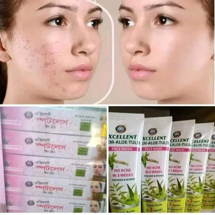 excellent neem alo tulse face wash & sportles cream