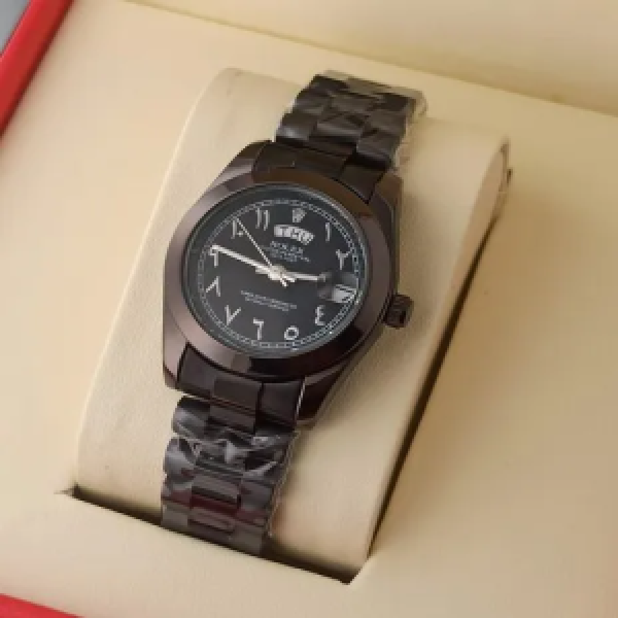 Black Rolex Watch With Eastern Arabic Numerals